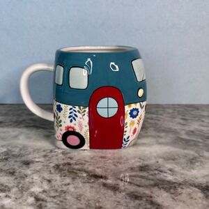 Mainstays Teal Floral Camper Van Coffee Mug Home Is Where You Park It Ceramic